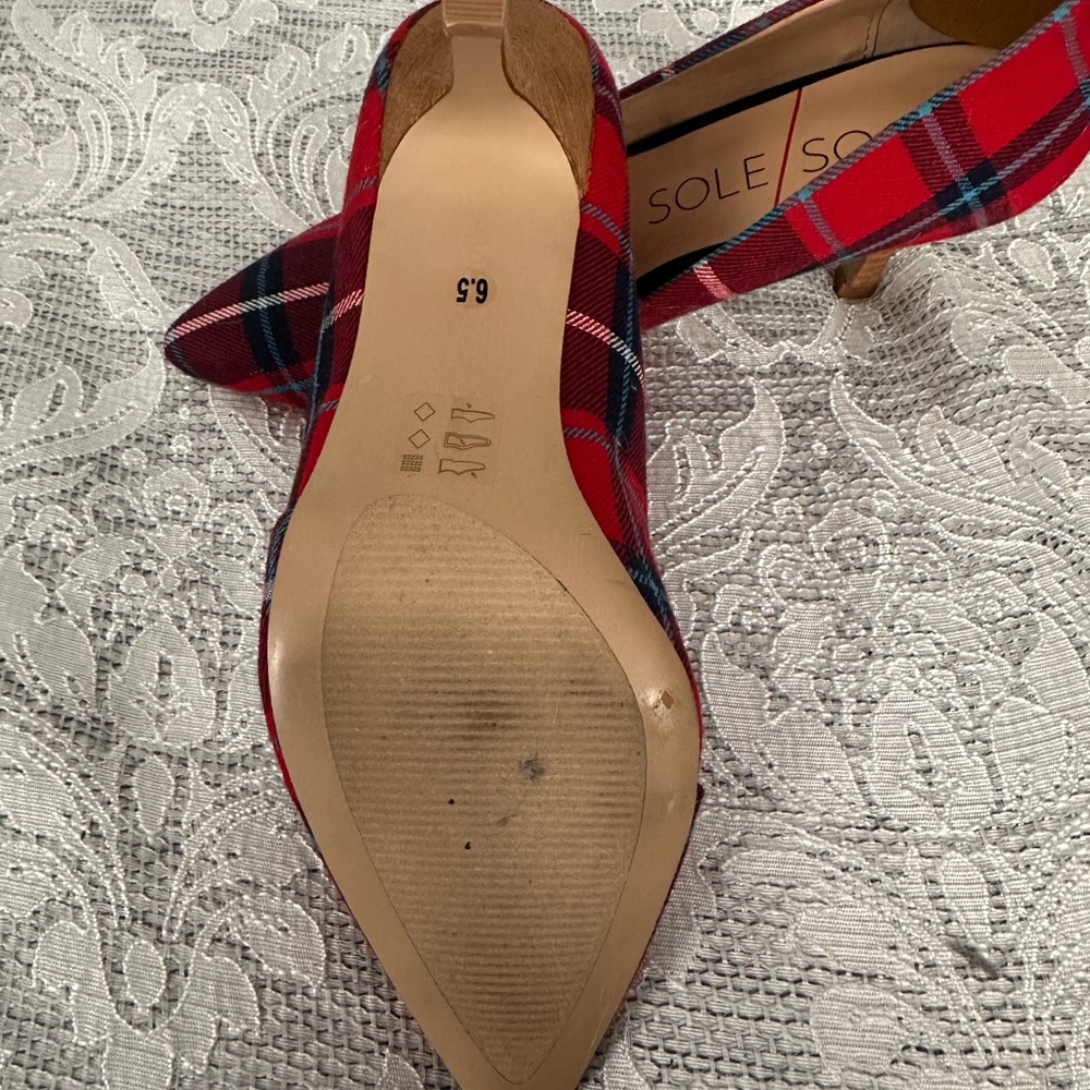 Sole Society Red Plaid Heels - Picture 4 of 6